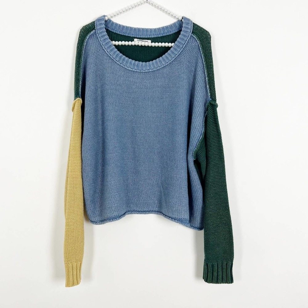 American Eagle Colorblock Sweater Blue Green Size Medium